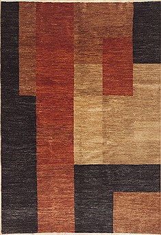Pakistani Gabbeh Brown Rectangle 6x9 ft Wool Carpet 12289