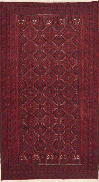 Baluch Red Runner Hand Knotted 35 X 65  Area Rug 100-12294 Image 0