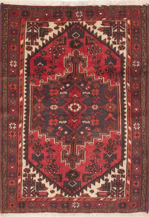 Hamedan Red Hand Knotted 33 X 48 Area Rug 100-12305 Image 0