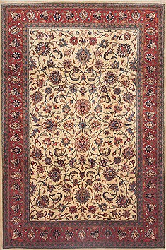 Persian sarouk Beige Rectangle 7x10 ft Wool Carpet 12314