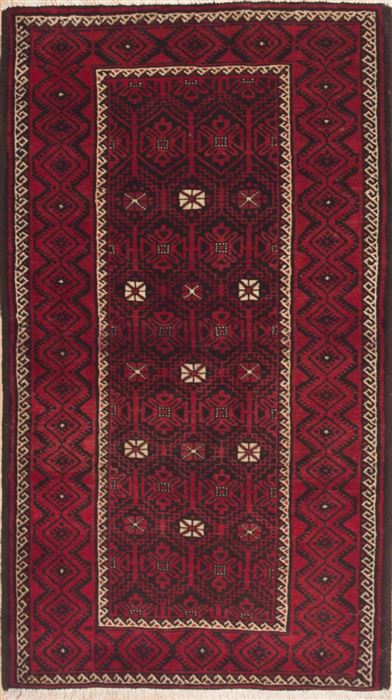 Baluch Red Hand Knotted 37 X 65 Area Rug 100-12327 Image 0