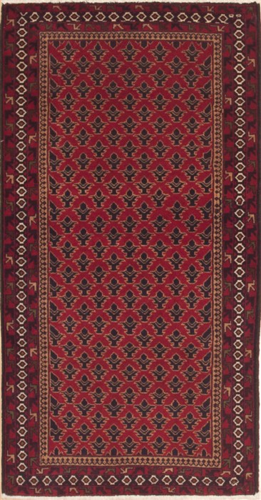 Baluch Red Hand Knotted 30 X 63  Area Rug 100-12328 Image 0