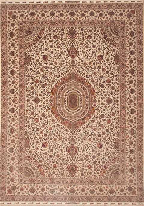 Tabriz Beige Hand Knotted 98 X 138  Area Rug 100-12332 Image 0