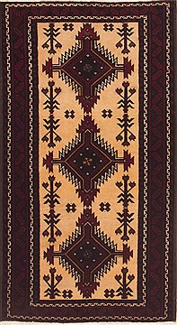 Afghan Baluch Beige Rectangle 3x5 ft Wool Carpet 12335