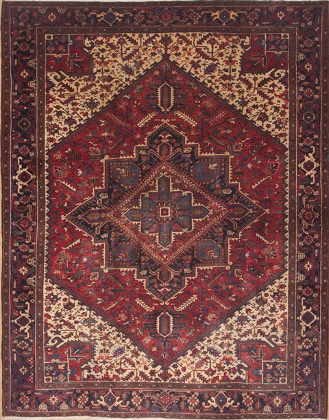 Heriz Red Hand Knotted 90 X 1110 Area Rug 131-12345 Image 0
