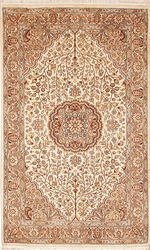 Chobi Beige Hand Knotted 3'1" X 5'1"  Area Rug 100-12347