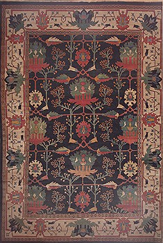 Persian Tabriz Blue Rectangle 13x20 ft and Larger Wool Carpet 12352