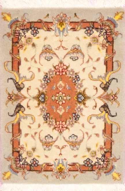 Tabriz Beige Square Hand Knotted 10 X 15  Area Rug 100-12360 Image 0