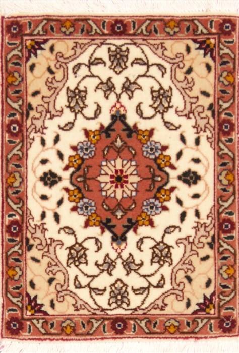 Tabriz Beige Square Hand Knotted 10 X 13  Area Rug 100-12361 Image 0