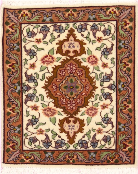 Tabriz Beige Square Hand Knotted 10 X 13  Area Rug 100-12372 Image 0