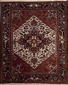 Persian Heriz White Rectangle 5x7 ft Wool Carpet 12397