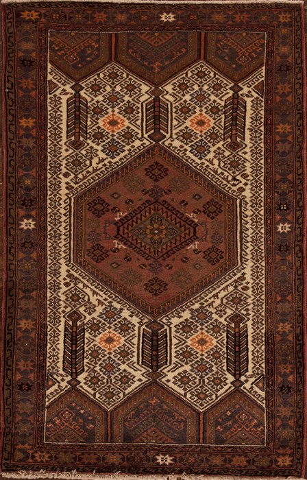 Hamedan White Hand Knotted 44 X 69  Area Rug 251-12400 Image 0