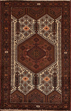 Hamedan White Hand Knotted 4'4" X 6'9"  Area Rug 251-12400