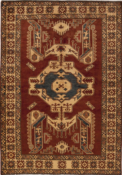 Kazak Red Hand Knotted 52 X 75 Area Rug 251-12414 Image 0