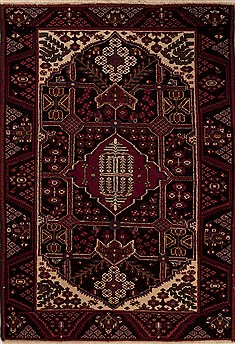 Persian Hamedan Red Rectangle 5x7 ft Wool Carpet 12437