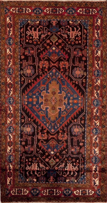 Hamedan Brown Hand Knotted 411 X 95  Area Rug 251-12439 Image 0