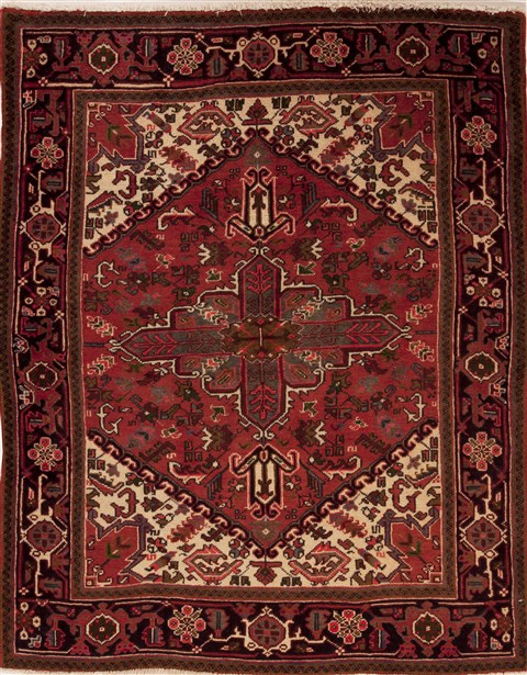 Hamedan Red Hand Knotted 51 X 64  Area Rug 251-12449 Image 0