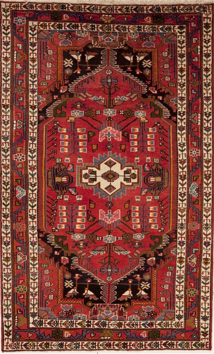 Hamedan Red Hand Knotted 43 X 73  Area Rug 251-12452 Image 0