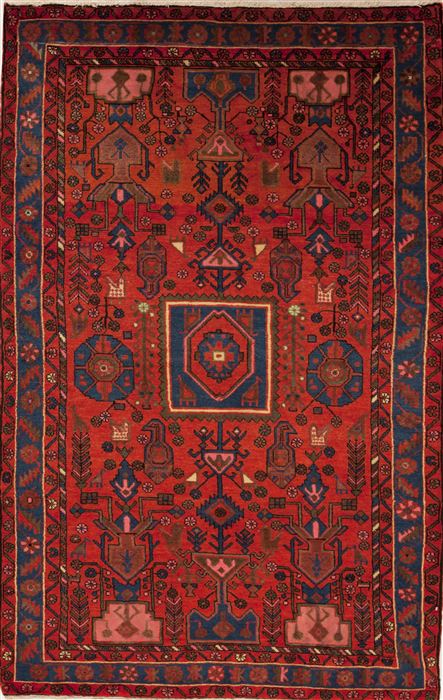 Hamedan Red Hand Knotted 48 X 62  Area Rug 251-12453 Image 0