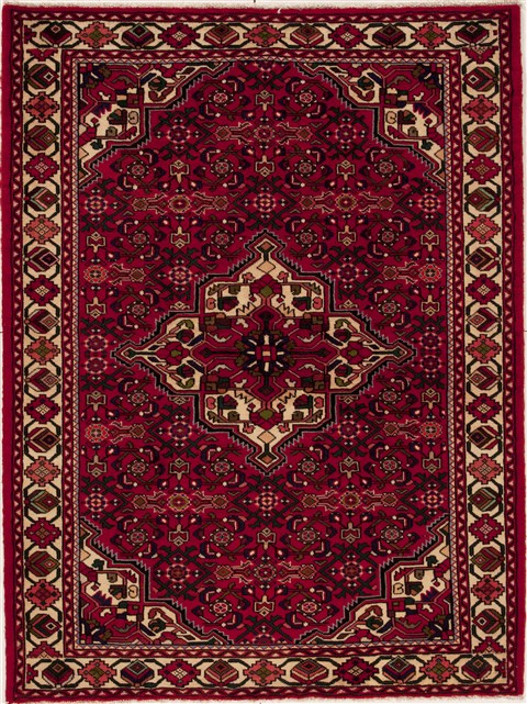 Hossein Abad Red Hand Knotted 51 X 69 Area Rug 251-12455 Image 0