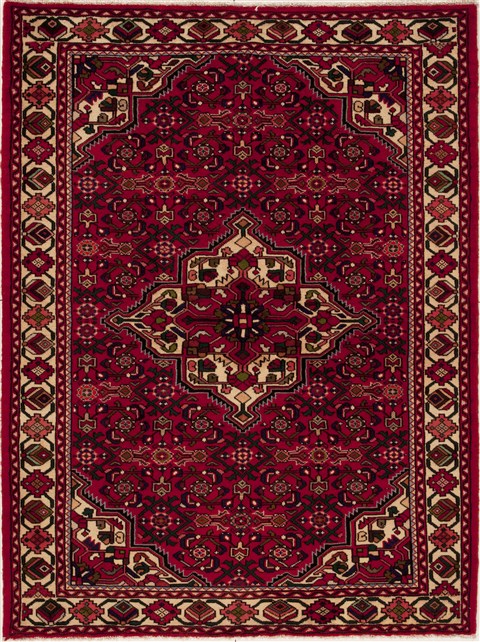Hamedan Red Hand Knotted 52 X 73 Area Rug 251-12456 Image 0