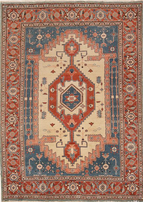 Heriz Beige Hand Knotted 66 X 93  Area Rug 251-12466 Image 0