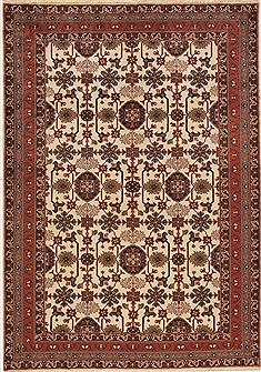 Persian Ardebil White Rectangle 6x9 ft Wool Carpet 12468