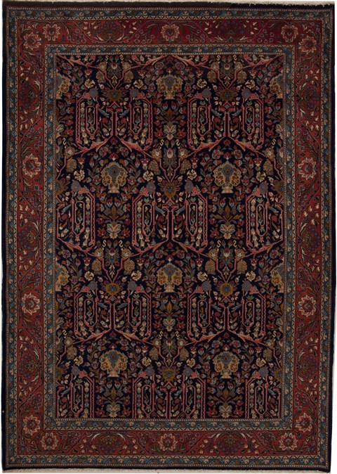 Sarouk Blue Hand Knotted 79 X 91  Area Rug 251-12502 Image 0