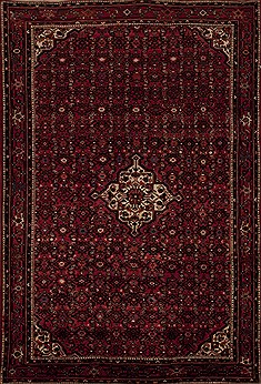 Persian Hossein Abad Red Rectangle 7x10 ft Wool Carpet 12516