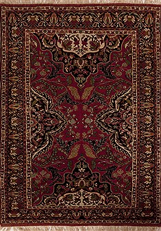 Pakistani Bakhtiar Red Rectangle 7x9 ft Wool Carpet 12521