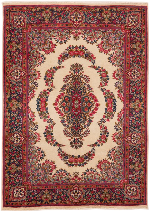 Kerman White Hand Knotted 57 X 71  Area Rug 251-12526 Image 0