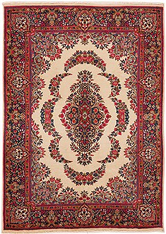 Persian Kerman White Rectangle 5x8 ft Wool Carpet 12526