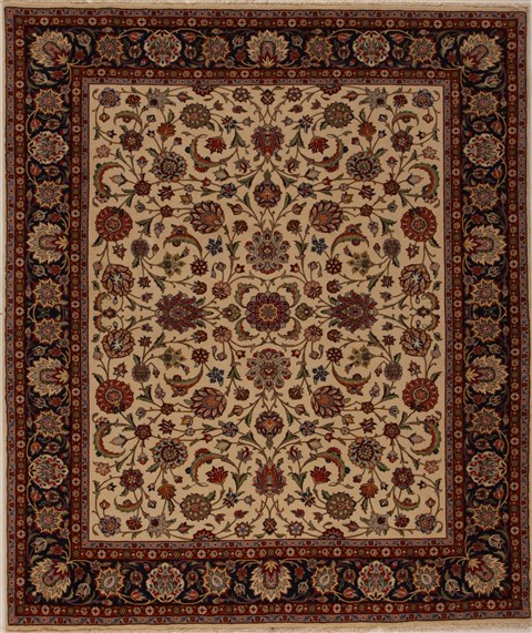 Sarouk Beige Square Hand Knotted 71 X 84  Area Rug 251-12532 Image 0
