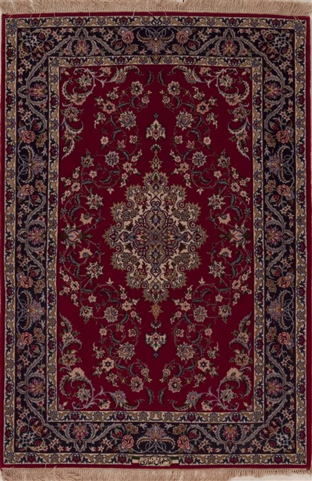 Isfahan Red Hand Knotted 38 X 54  Area Rug 251-12533 Image 0