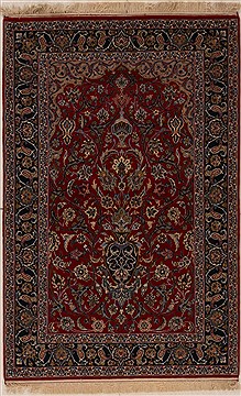 Persian Isfahan Red Rectangle 4x6 ft Wool Carpet 12536