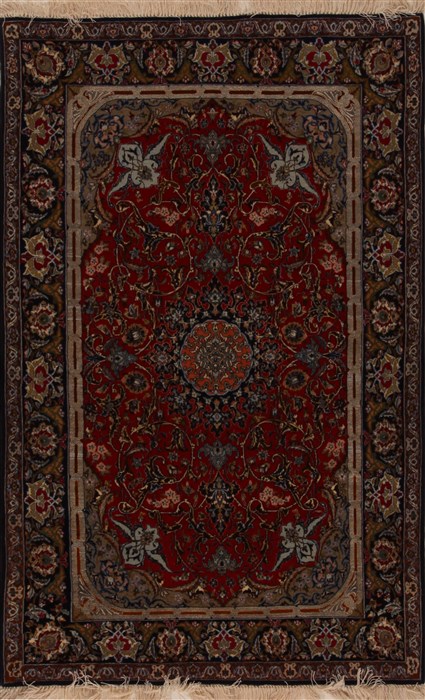 Isfahan Red Hand Knotted 38 X 59 Area Rug 251-12539 Image 0