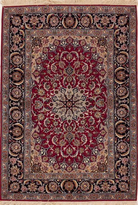 Isfahan Red Hand Knotted 39 X 55  Area Rug 251-12540 Image 0
