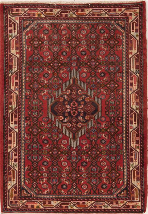 Hamedan Red Hand Knotted 33 X 48 Area Rug 251-12572 Image 0