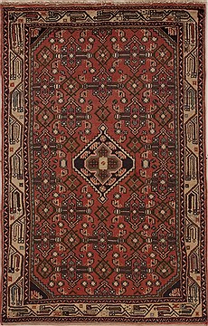 Persian Hamedan Purple Rectangle 3x5 ft Wool Carpet 12575