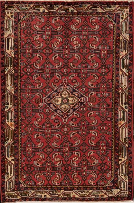 Hamedan Red Hand Knotted 33 X 411 Area Rug 251-12584 Image 0