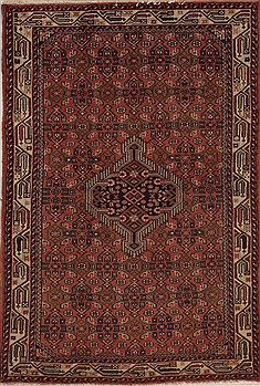 Persian Hamedan Purple Rectangle 3x5 ft Wool Carpet 12593