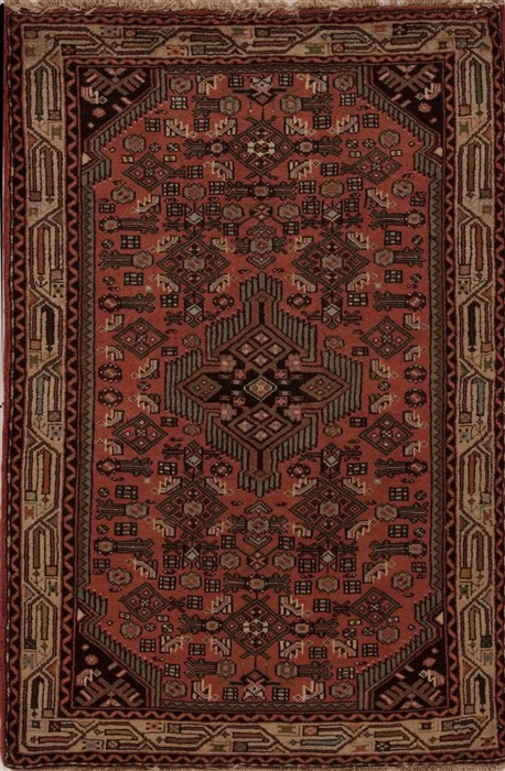 Hamedan Purple Hand Knotted 33 X 50 Area Rug 251-12594 Image 0