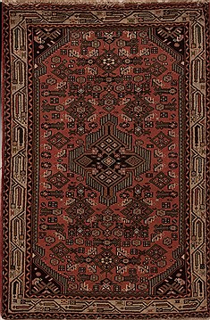 Hamedan Purple Hand Knotted 3'3" X 5'0"  Area Rug 251-12594
