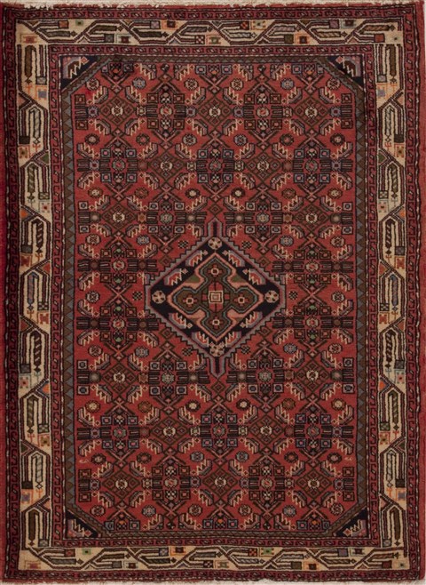 Hamedan Purple Hand Knotted 36 X 49  Area Rug 251-12595 Image 0