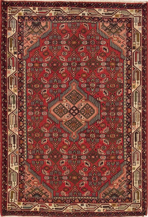 Hamedan Red Hand Knotted 33 X 411 Area Rug 251-12597 Image 0