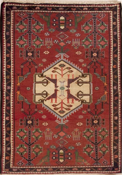 Hamedan Red Hand Knotted 33 X 49 Area Rug 251-12602 Image 0