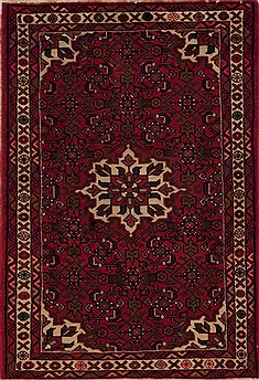 Persian Hossein Abad Red Rectangle 3x5 ft Wool Carpet 12609