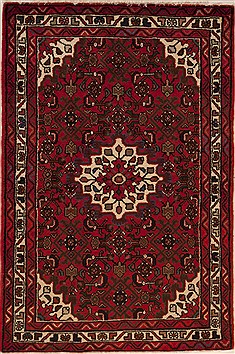 Hossein Abad Red Hand Knotted 3'6" X 5'3"  Area Rug 251-12627