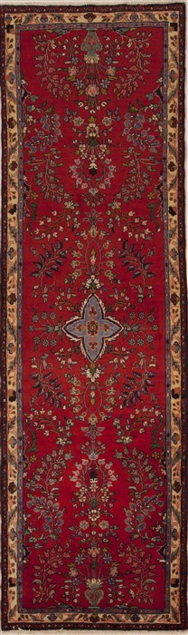 Hamedan Red Runner Hand Knotted 29 X 95  Area Rug 251-12640 Image 0
