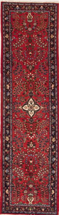 Hamedan Red Runner Hand Knotted 26 X 96  Area Rug 251-12642 Image 0